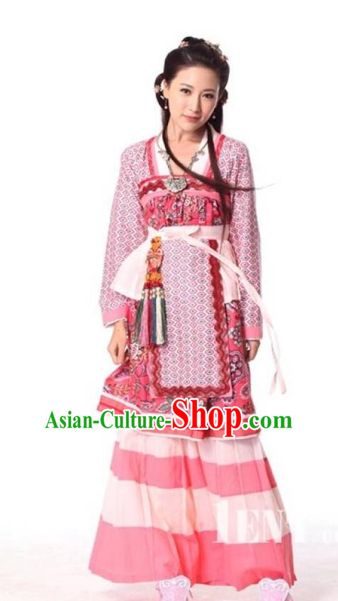 Traditional Chinese Southern and Northern Dynasties Young Lady Swordswomen Embroidered Costume
