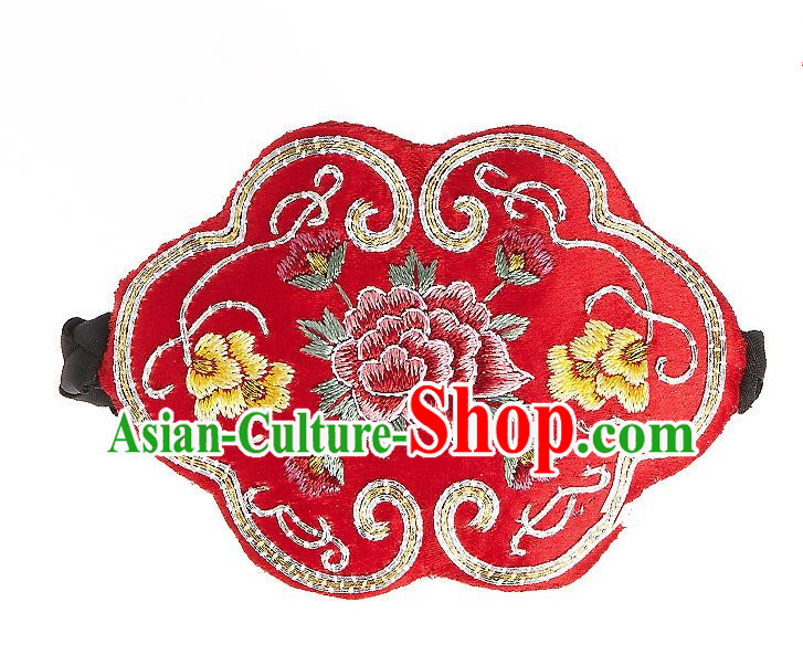 Korean National Hair Accessories Embroidered Flowers Red Hair Clasp, Asian Korean Hanbok Fashion Headwear Headband for Kids