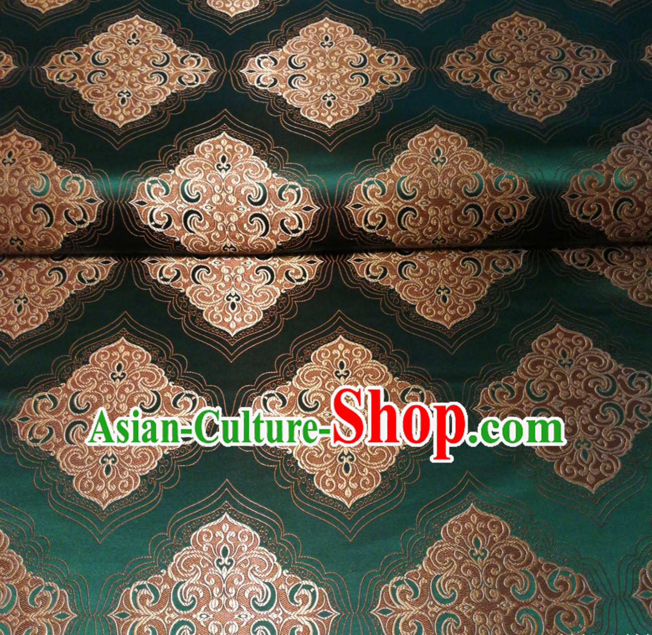 Royal Green Chinese Royal Palace Style Traditional Pattern Design Brocade Fabric Silk Fabric Chinese Fabric Asian Material