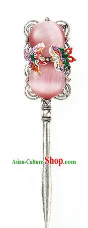 Korean National Wedding Hair Accessories Bride Pink Beads Hair Clip, Korean Hanbok Fashion Palace Hairpins for Women