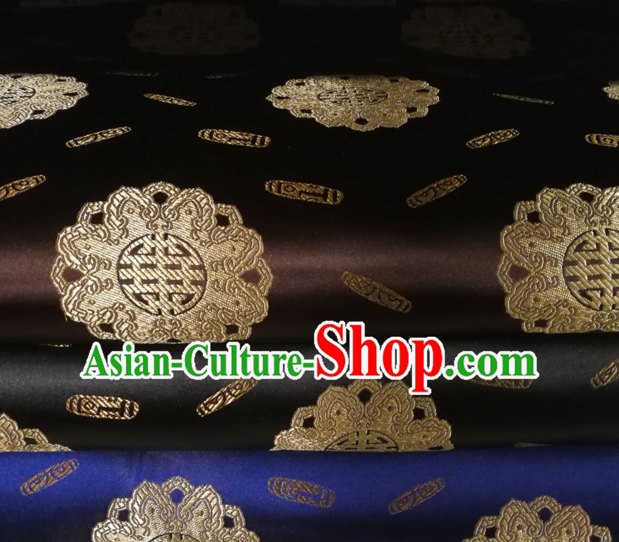 Blue Color Chinese Royal Palace Style Traditional Pattern Design Brocade Fabric Silk Fabric Chinese Fabric Asian Material