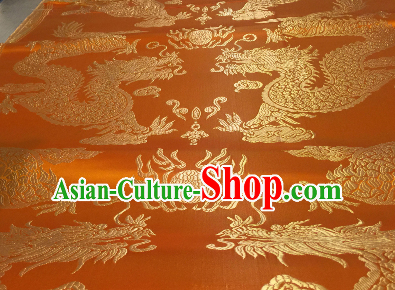 Yellow Asian Chinese Royal Palace Style Traditional Dragon Pattern Design Brocade Fabric Silk Fabric Chinese Fabric Asian Material