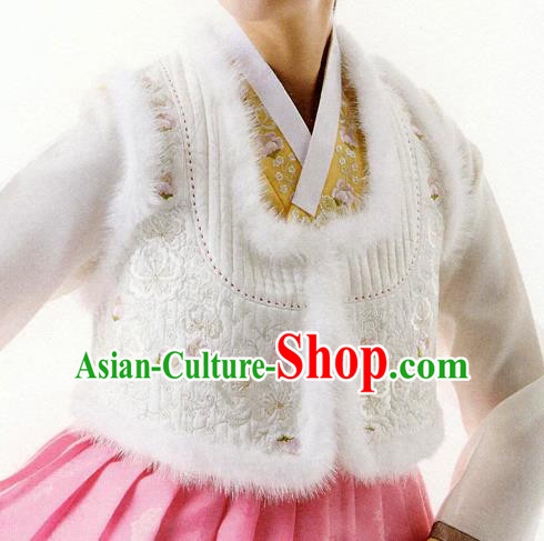 Korean National Handmade Formal Occasions Wedding Bride Clothing Embroidered White Vest Hanbok Costume for Women