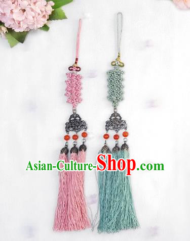 Asian Korean Hanbok Tassel Chinese Knot Waist Decorations, Korean National Belts Accessories Wedding Bride Waist Pendant for Women