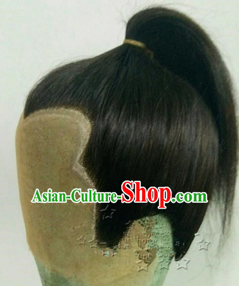 Chinese Ancient Opera Swordsman Wig, Traditional Chinese Beijing Opera Taoist Priest Wig Sheath for Men