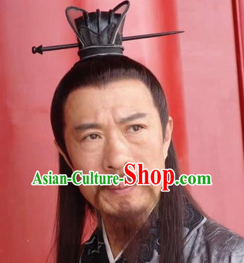 Chinese Ancient Opera Han Dynasty Chancellor Wig, Traditional Chinese Beijing Opera Old Men Wig Sheath for Men