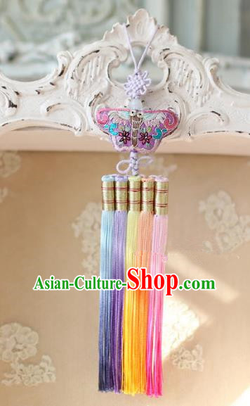 Asian Korean Hanbok Embroidery Butterfly Waist Decorations, Korean National Belts Accessories Wedding Bride Waist Pendant for Women