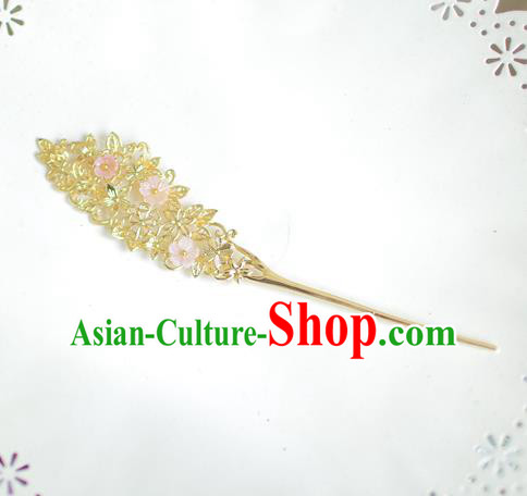 Korean National Bride Hair Accessories Flowers Hairpins, Asian Korean Hanbok Palace Hair Stick Headwear for Kids