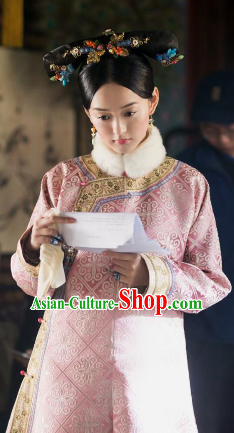 Traditional Chinese Qing Dynasty Imperial Princess Costume, Chinese Ancient Manchu Palace Lady Embroidered Clothing for Women