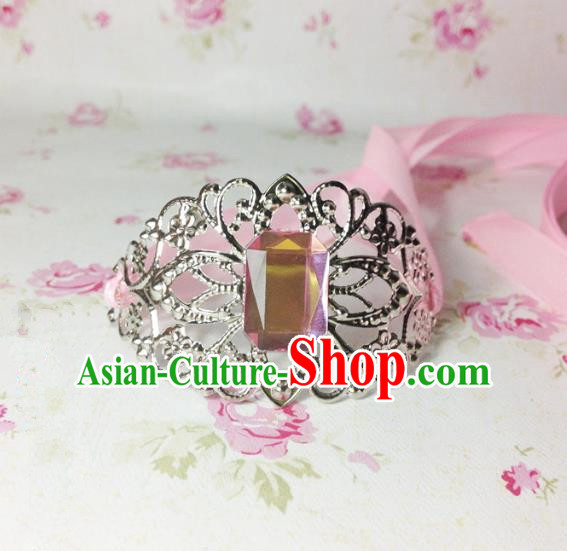 Traditional Handmade Chinese Ancient Classical Hair Accessories Royal Highness Pink Crystal Tuinga Hairdo Crown for Men