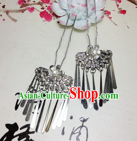 Traditional Chinese Ancient Classical Hair Accessories Bride Tassel Step Shake Hairpins for Women