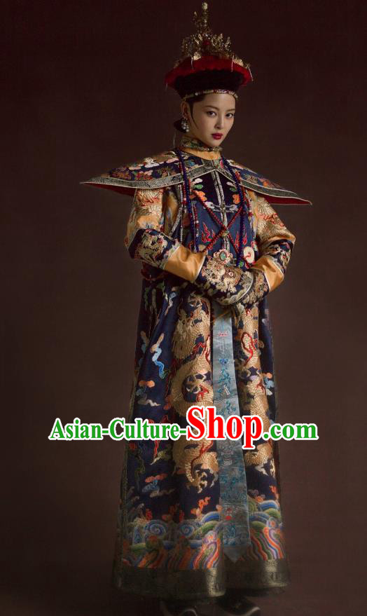 Traditional Ancient Chinese Imperial Consort Costume Chinese Qing Dynasty Manchu Lady Mandarin Clothing for Women