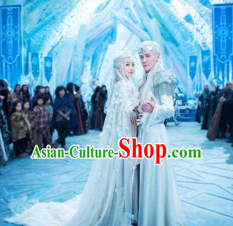 Ice Fantasy Wedding Dresses Hanfu Style Costumes Complete Set for Men and Women