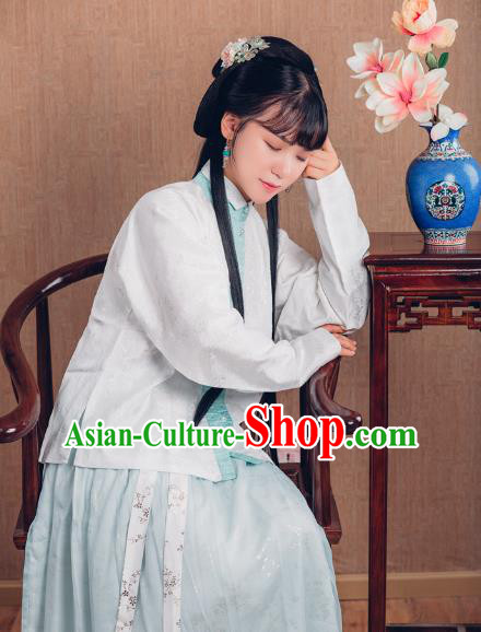 Asian China Ming Dynasty Princess Costume, Traditional Ancient Chinese Palace Lady Embroidered Hanfu Blouse Clothing for Women