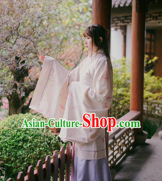 Asian China Han Dynasty Palace Lady Costume, Traditional Ancient Chinese Imperial Princess Hanfu Embroidered Clothing for Women