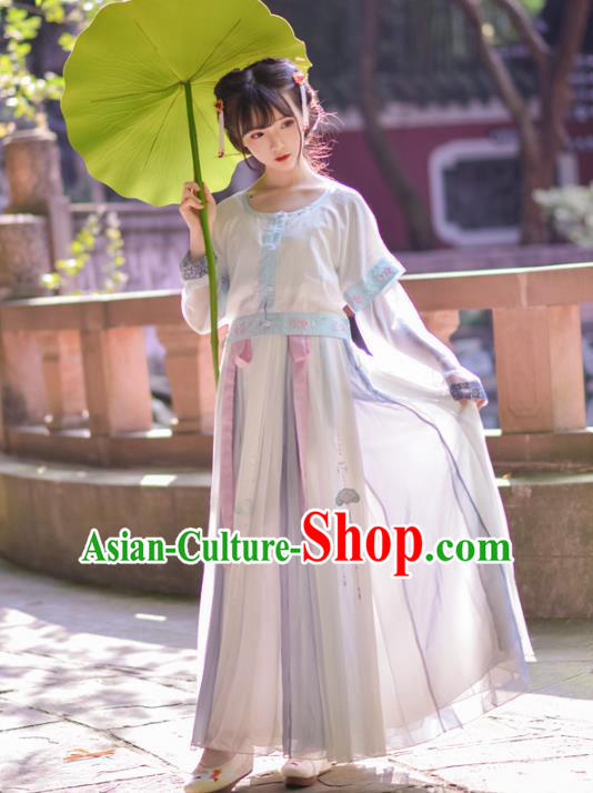 Asian China Tang Dynasty Princess Costume, Traditional Ancient Chinese Palace Lady Hanfu Embroidered Clothing for Women