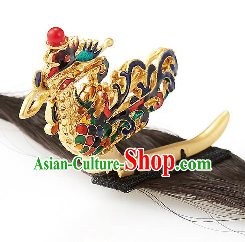 Traditional Korean Hair Accessories Bride Phoenix Hair Claw, Asian Korean Fashion Wedding Golden Hair Decorations for Kids