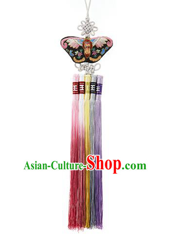 Traditional Korean Accessories Waist Pendant, Asian Korean Fashion Wedding Embroidery Butterfly Tassel Waist Decorations for Women