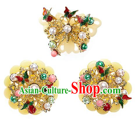 Traditional Korean Hair Accessories Bride Pearls Hair Stick, Asian Korean Fashion Wedding Hair Decorations for Women