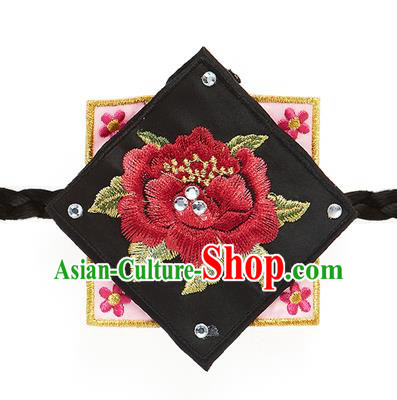 Traditional Korean Hair Accessories Embroidered Black Hair Clasp, Asian Korean Fashion Wedding Headband for Kids