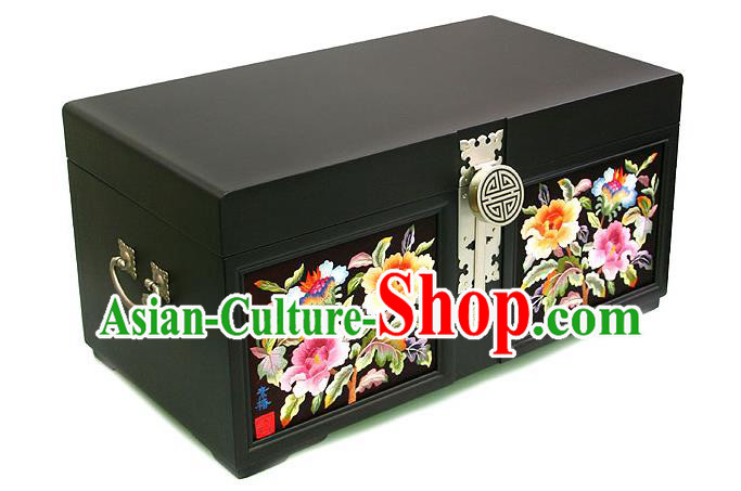 Traditional Korean Craft Hand Embroidery Cosmetic Container Dowry Box, Asian Korean Wedding Jewellery Case for Women