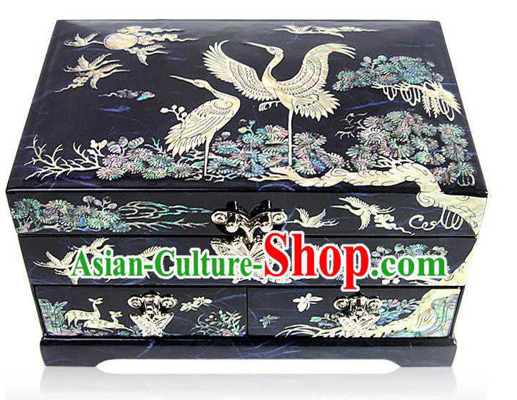 Traditional Korean Craft Handmade Blue Shell Cosmetic Container, Asian Korean Wedding Jewellery Box for Women