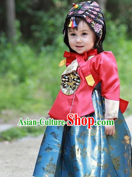 Traditional Korean Handmade Embroidered Formal Occasions Costume, Asian Korean Apparel Hanbok Green Dress Clothing for Girls