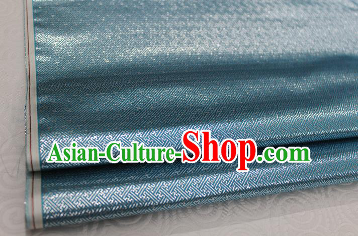 Chinese Traditional Royal Palace Pattern Mongolian Robe Light Blue Brocade Fabric, Chinese Ancient Emperor Costume Drapery Hanfu Tang Suit Material