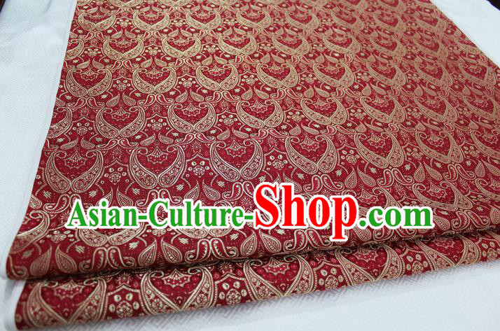 Chinese Traditional Royal Palace Pattern Mongolian Robe Red Brocade Cheongsam Fabric, Chinese Ancient Costume Drapery Hanfu Tang Suit Material