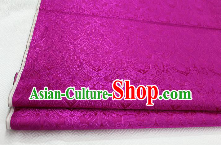 Chinese Traditional Royal Palace Pattern Mongolian Robe Rosy Brocade Cheongsam Fabric, Chinese Ancient Costume Drapery Hanfu Tang Suit Material