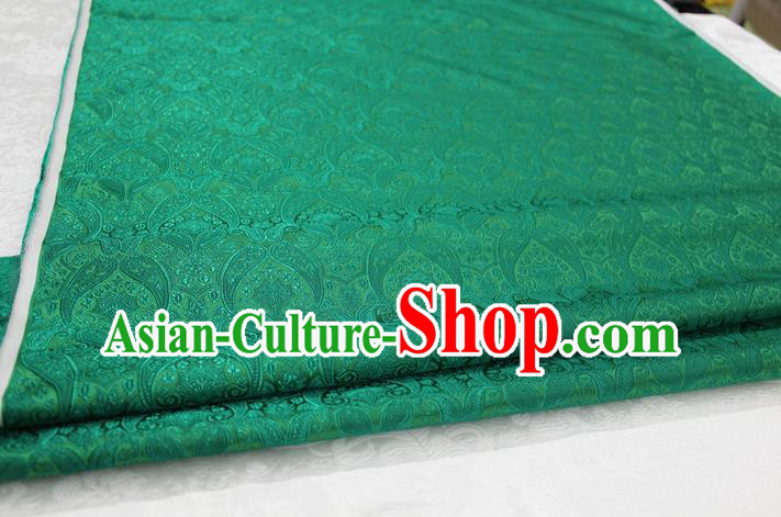 Chinese Traditional Royal Palace Pattern Mongolian Robe Green Brocade Cheongsam Fabric, Chinese Ancient Costume Drapery Hanfu Tang Suit Material