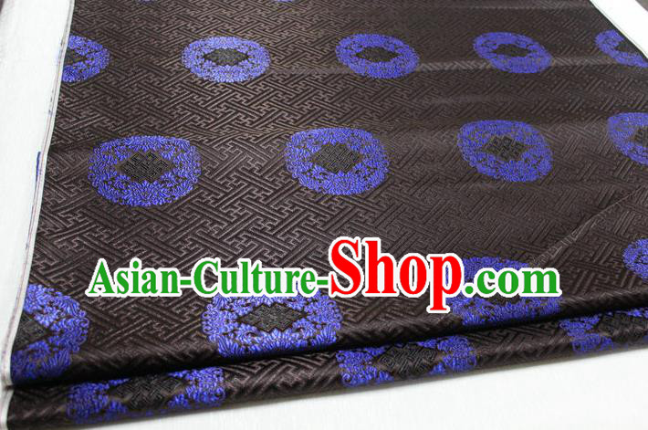 Chinese Traditional Royal Palace Pattern Mongolian Robe Coffee Tapestry Cheongsam Brocade Fabric, Chinese Ancient Costume Satin Hanfu Tang Suit Material