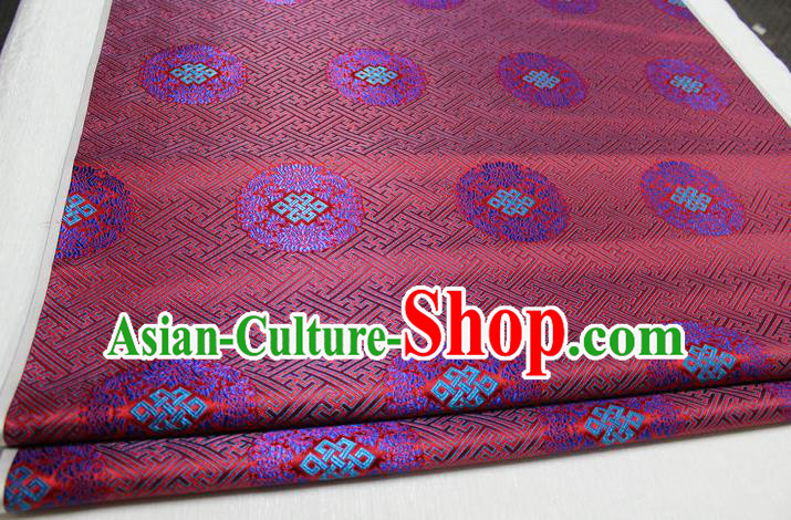Chinese Traditional Royal Palace Pattern Mongolian Robe Red Tapestry Cheongsam Brocade Fabric, Chinese Ancient Costume Satin Hanfu Tang Suit Material