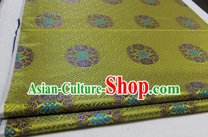 Chinese Traditional Royal Palace Pattern Mongolian Robe Green Tapestry Cheongsam Brocade Fabric, Chinese Ancient Costume Satin Hanfu Tang Suit Material