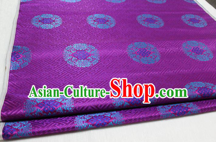 Chinese Traditional Royal Palace Pattern Mongolian Robe Purple Tapestry Cheongsam Brocade Fabric, Chinese Ancient Costume Satin Hanfu Tang Suit Material