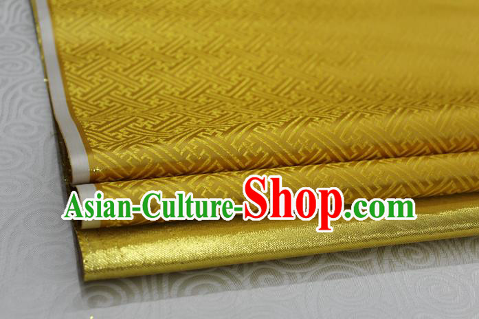 Chinese Traditional Royal Palace Pattern Mongolian Robe Golden Brocade Fabric, Chinese Ancient Costume Satin Hanfu Tang Suit Material
