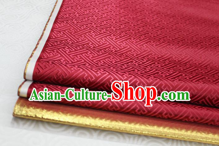 Chinese Traditional Royal Palace Pattern Mongolian Robe Purplish Red Brocade Fabric, Chinese Ancient Costume Satin Hanfu Tang Suit Material