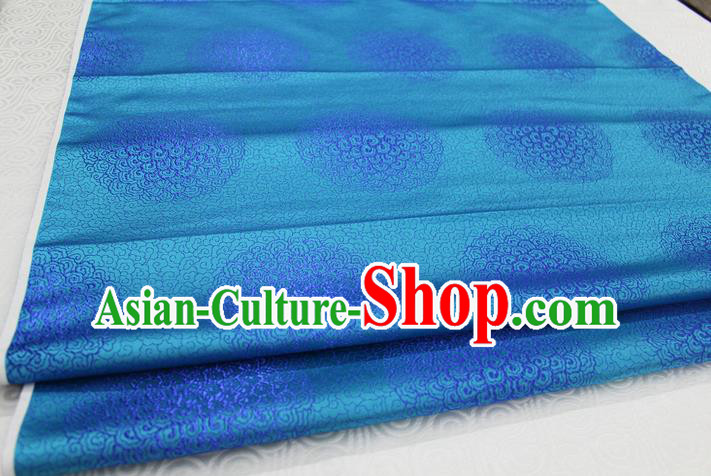 Chinese Traditional Royal Palace Mongolian Robe Light Blue Brocade Cheongsam Fabric, Chinese Ancient Costume Satin Hanfu Tang Suit Material