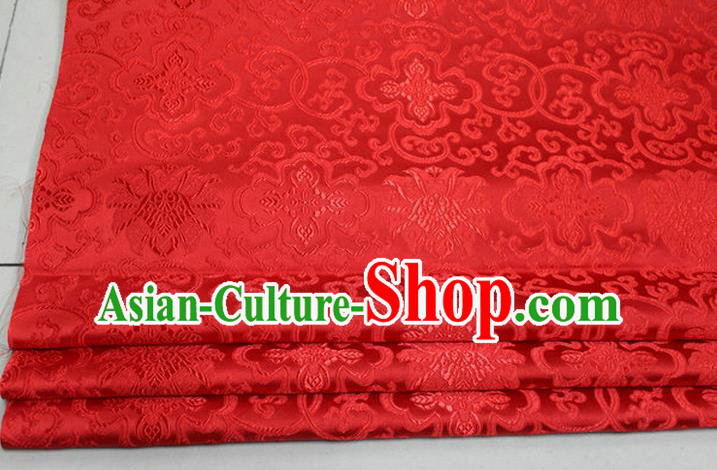 Chinese Traditional Royal Palace Rich Flowers Pattern Red Brocade Cheongsam Fabric, Chinese Ancient Costume Satin Hanfu Tang Suit Material
