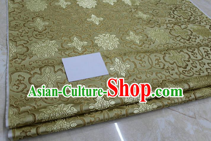 Chinese Traditional Royal Palace Rich Flowers Pattern Mud Golden Brocade Cheongsam Fabric, Chinese Ancient Costume Satin Hanfu Tang Suit Material