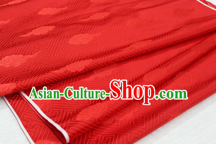 Chinese Traditional Royal Palace Cloud Pattern Red Brocade Mongolian Robe Fabric, Chinese Ancient Costume Satin Hanfu Tang Suit Material