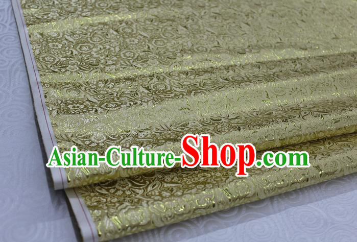 Chinese Traditional Royal Palace Pattern Cheongsam Yellow Brocade Fabric, Chinese Ancient Costume Satin Hanfu Material