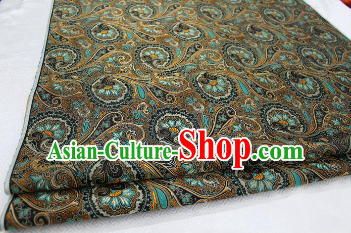 Chinese Traditional Ancient Costume Palace Pteris Pattern Mongolian Robe Black Brocade Tang Suit Fabric Hanfu Material