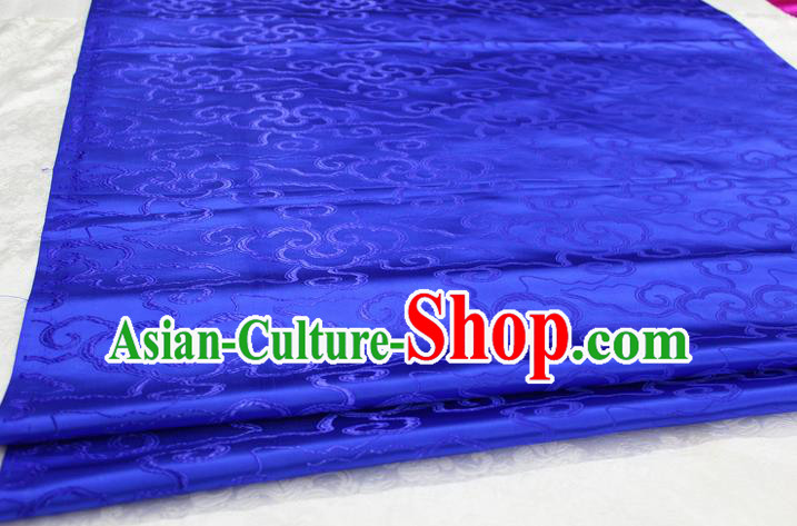Chinese Traditional Ancient Costume Palace Auspicious Clouds Pattern Cheongsam Mongolian Robe Royalblue Brocade Tang Suit Fabric Hanfu Material