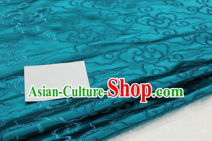 Chinese Traditional Ancient Costume Palace Auspicious Clouds Pattern Cheongsam Mongolian Robe Peacock Blue Brocade Tang Suit Fabric Hanfu Material