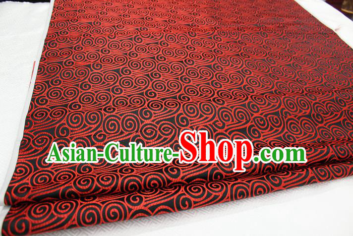 Chinese Traditional Palace Red Auspicious Clouds Pattern Tang Suit Mongolian Robe Black Brocade Fabric, Chinese Ancient Costume Hanfu Material