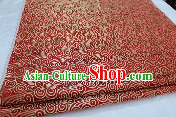 Chinese Traditional Palace Auspicious Clouds Pattern Tang Suit Mongolian Robe Red Brocade Fabric, Chinese Ancient Costume Hanfu Material