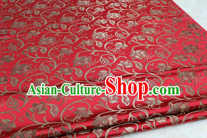 Chinese Traditional Palace Pattern Tang Suit Cheongsam Red Brocade Fabric, Chinese Ancient Costume Hanfu Mongolian Robe Material