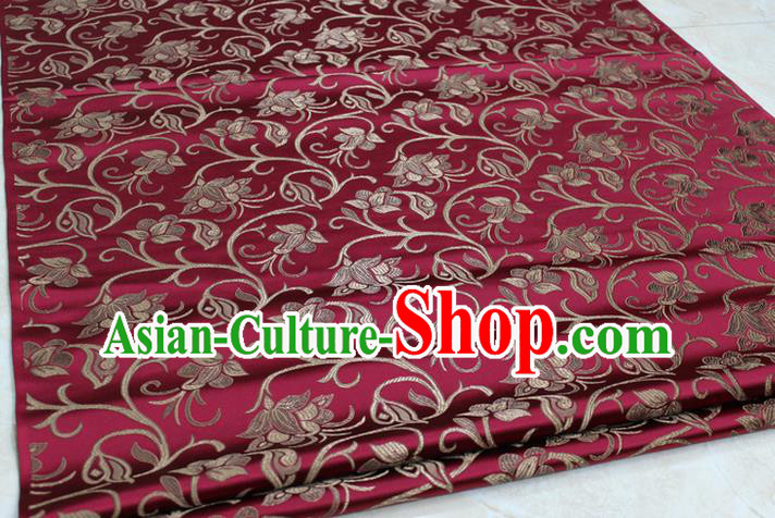 Chinese Traditional Palace Pattern Tang Suit Cheongsam Wine Red Brocade Fabric, Chinese Ancient Costume Hanfu Mongolian Robe Material