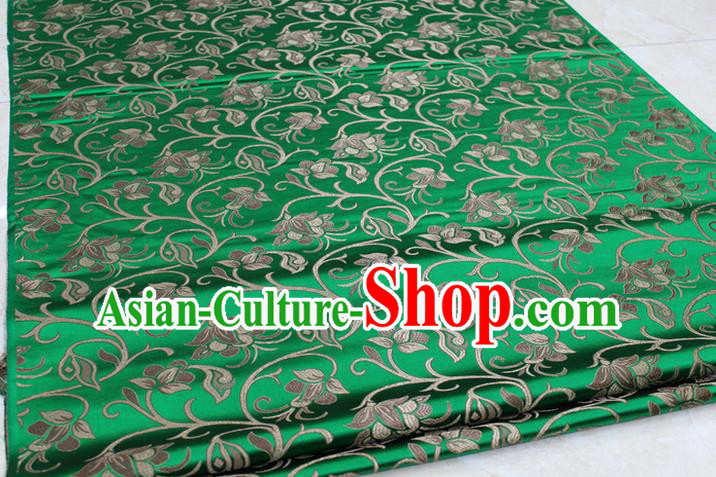 Chinese Traditional Palace Pattern Tang Suit Cheongsam Green Brocade Fabric, Chinese Ancient Costume Hanfu Mongolian Robe Material